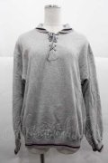 NATURE TRAIL / 胸元編み上げスウェット M グレー I-25-12-02-041-LO-TO-SA-ZI