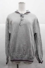 NATURE TRAIL / 胸元編み上げスウェット M グレー I-25-12-02-041-LO-TO-SA-ZI