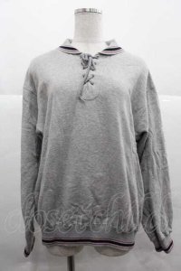 NATURE TRAIL / 胸元編み上げスウェット M グレー I-25-12-02-041-LO-TO-SA-ZI