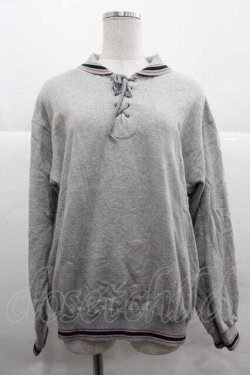 画像1: NATURE TRAIL / 胸元編み上げスウェット M グレー I-25-12-02-041-LO-TO-SA-ZI