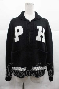 PINK HOUSE / ロゴニットカウチン  黒Ｘ白 I-25-12-02-042-LO-JA-SA-ZI