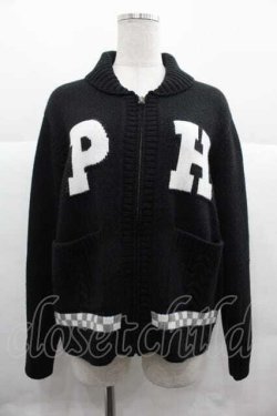 画像1: PINK HOUSE / ロゴニットカウチン  黒Ｘ白 I-25-12-02-042-LO-JA-SA-ZI