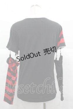 画像2: ACDC RAG / チェーン繋ぎクラッシュカットソー  黒Ｘ赤 I-25-12-06-038-PU-TO-SA-ZI
