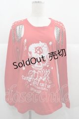 ACDC RAG / ドクロプリントチェーンカットソー  赤Ｘ白Ｘシルバー I-25-12-06-041-PU-TO-SA-ZI