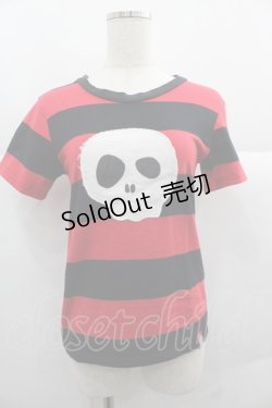 画像1: HANGRY&ANGRY / ボーダー半袖カットソー  黒Ｘ赤 I-25-12-06-042-HN-TO-SA-ZI