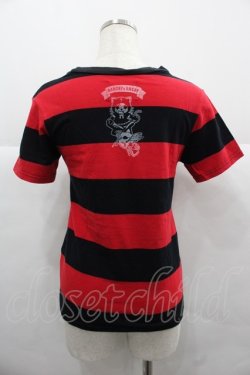 画像2: HANGRY&ANGRY / ボーダー半袖カットソー  黒Ｘ赤 I-25-12-06-042-HN-TO-SA-ZI