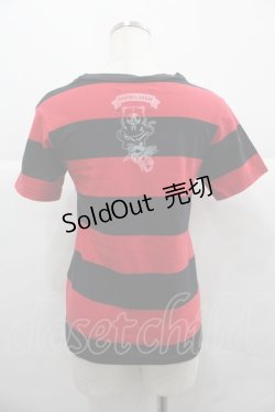 画像2: HANGRY&ANGRY / ボーダー半袖カットソー  黒Ｘ赤 I-25-12-06-042-HN-TO-SA-ZI