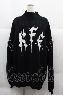 画像1: REFLEM / 丸カン付きモックネックニット  黒Ｘ白 I-25-12-06-043-PU-TO-SA-ZI