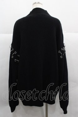 画像2: REFLEM / 丸カン付きモックネックニット  黒Ｘ白 I-25-12-06-043-PU-TO-SA-ZI