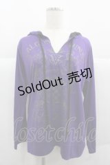 ALGONQUINS / 市松ラメ柄フードカットソー  紫ｘ黒 I-25-12-06-047-AL-TO-SA-ZI