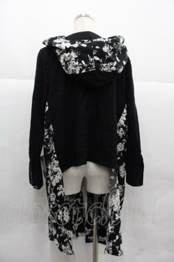 画像2: SEX POT ReVeNGe / 薔薇シルエット柄フードロングカーディガン M 黒Ｘ白 I-25-12-06-049-SP-TO-SA-ZI