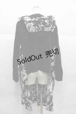 画像2: SEX POT ReVeNGe / 薔薇シルエット柄フードロングカーディガン M 黒Ｘ白 I-25-12-06-049-SP-TO-SA-ZI