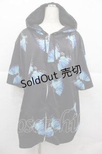 KRY CLOTHING / MOTH.PKパーカー  黒Ｘ青 I-25-12-06-052-EL-TO-SA-ZI