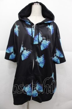 画像1: KRY CLOTHING / MOTH.PKパーカー  黒Ｘ青 I-25-12-06-052-EL-TO-SA-ZI