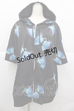 画像1: KRY CLOTHING / MOTH.PKパーカー  黒Ｘ青 I-25-12-06-052-EL-TO-SA-ZI