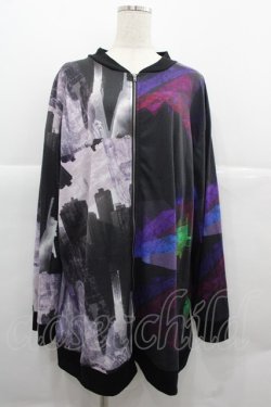 画像1: KMK(KINGLY MASK) / 2デザイン切替ブルゾン  黒Ｘ紫 I-25-12-06-053-PU-JA-SA-ZI