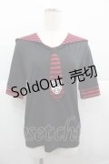 Deorart / ボーダーセーラー半袖カットソー M 黒Ｘ赤 I-25-12-06-055-PU-TO-SA-ZI