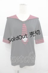 Deorart / ボーダーセーラー半袖カットソー M 黒Ｘ赤 I-25-12-06-055-PU-TO-SA-ZI