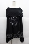 SEX POT ReVeNGe / 堕落SHOULDERデザインカットソー  黒Ｘ I-25-12-06-057-SP-TO-SA-ZI