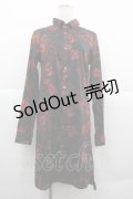 CIVARIZE / 薔薇柄シャツ 44 黒Ｘ赤 I-25-12-06-058-GO-BL-SA-ZI