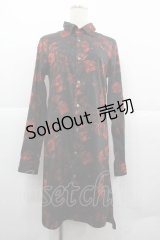 CIVARIZE / 薔薇柄シャツ 44 黒Ｘ赤 I-25-12-06-058-GO-BL-SA-ZI