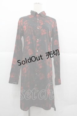 画像1: CIVARIZE / 薔薇柄シャツ 44 黒Ｘ赤 I-25-12-06-058-GO-BL-SA-ZI