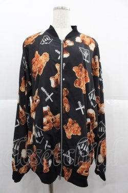 画像1: TRAVAS TOKYO / /Logo bear chiffon blousonジャケット’19SS  黒Ｘブラウン I-25-12-06-059-PU-JA-SA-ZI