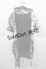 SEX POT ReVeNGe / 針金フード半袖パーカー  黒Ｘ白 I-25-12-06-061-SP-TO-SA-ZI