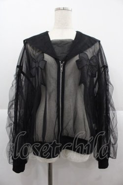 画像1: Candy Stripper / TULLE SHEER SAILOR BLOUSON  黒 I-25-12-06-062-PU-JA-SA-ZI