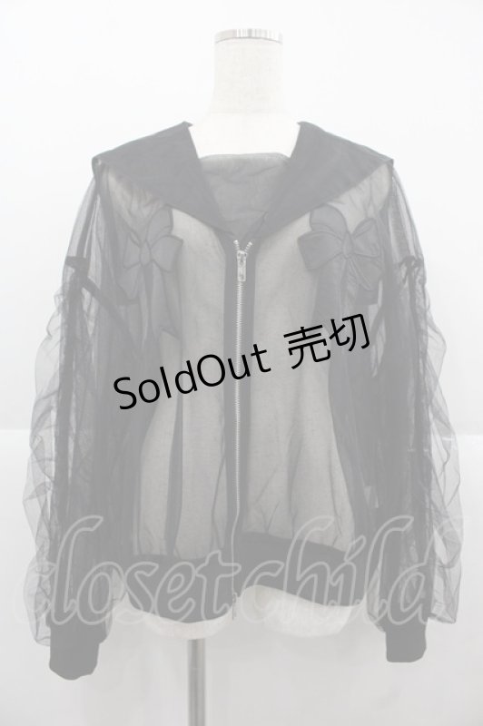 画像1: Candy Stripper / TULLE SHEER SAILOR BLOUSON  黒 I-25-12-06-062-PU-JA-SA-ZI (1)