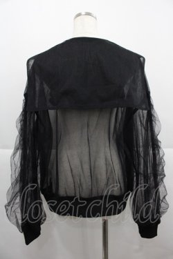 画像2: Candy Stripper / TULLE SHEER SAILOR BLOUSON  黒 I-25-12-06-062-PU-JA-SA-ZI