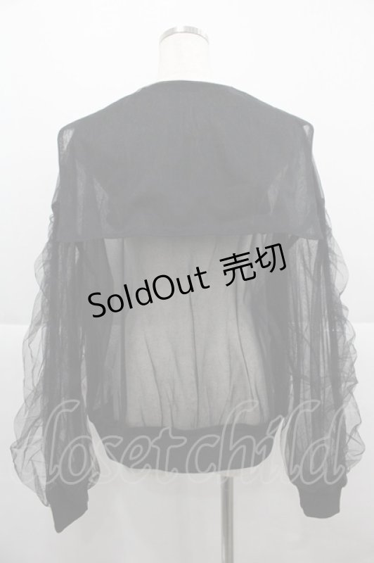 画像2: Candy Stripper / TULLE SHEER SAILOR BLOUSON  黒 I-25-12-06-062-PU-JA-SA-ZI (2)