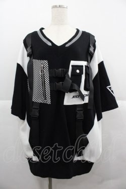 画像1: REFLEM / サイバータクティカル半袖トップス  黒Ｘ白 I-25-12-06-064-PU-TO-SA-ZI