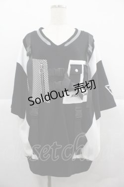 画像1: REFLEM / サイバータクティカル半袖トップス  黒Ｘ白 I-25-12-06-064-PU-TO-SA-ZI