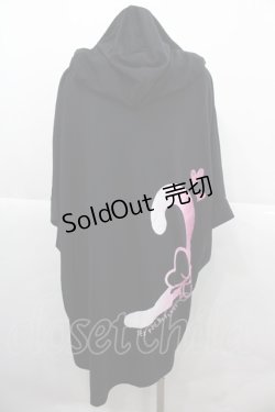 画像2: SEX POT ReVeNGe / 「にゃあ」プリントフードカットソー  黒Ｘ白Ｘピンク I-25-12-06-065-SP-TO-SA-ZI