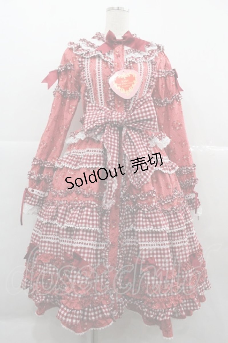 画像1: BABY,THE STARS SHINE BRIGHT / Berry Sweet Bouquetロングワンピース  赤 I-25-12-06-067-BA-OP-SA-ZI (1)