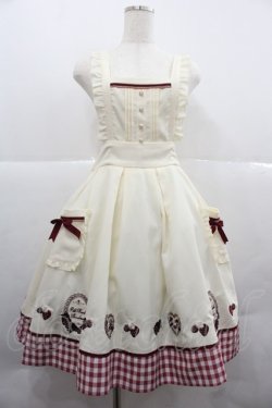 画像1: Amavel / StrawberryBasketエプロンジャンパースカート  アイボリー I-25-12-06-080-CA-OP-SA-ZI