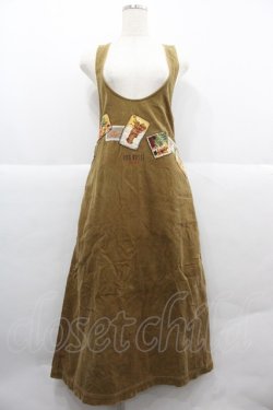 画像1: PINK HOUSE / コーデュロイクリスマスクマワッペンジャンパースカート  ブラウン I-25-12-06-090-LO-OP-SA-ZI