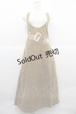 画像1: PINK HOUSE / コーデュロイクリスマスクマワッペンジャンパースカート  ブラウン I-25-12-06-090-LO-OP-SA-ZI