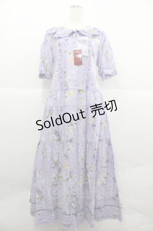 画像1: PINK HOUSE / リトルヴァイオレットプリントワンピース  パープル I-25-12-06-092-LO-OP-SA-ZI (1)