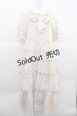 画像1: PINK HOUSE / Berry Rose刺繍入りパッチワーク風ワンピース  アイボリー I-25-12-06-093-LO-OP-SA-ZI