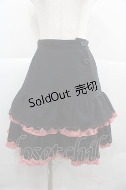 画像1: MILK / ギンガム&フリルスカート  ブラック×レッド I-25-12-06-095-ML-SK-SA-ZI