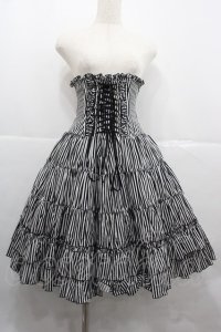 ATELIER PIERROT / ストライプコルセットスカート  黒Ｘ白 I-25-12-06-097-EL-SK-SA-ZI