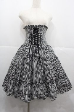 画像1: ATELIER PIERROT / ストライプコルセットスカート  黒Ｘ白 I-25-12-06-097-EL-SK-SA-ZI
