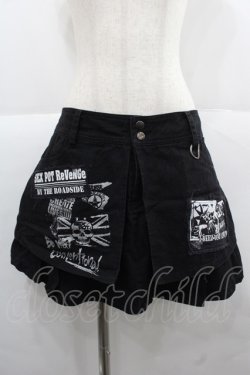 画像1: SEX POT ReVeNGe / ワッペンデザインプリーツスカート L 黒Ｘ白 I-25-12-06-099-SP-SK-SA-ZI