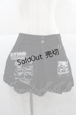 画像1: SEX POT ReVeNGe / ワッペンデザインプリーツスカート L 黒Ｘ白 I-25-12-06-099-SP-SK-SA-ZI