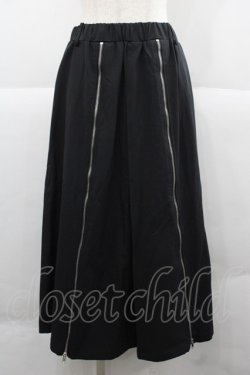 画像1: KMK(KINGLY MASK) / フロントZIPスカート  黒Ｘシルバー I-25-12-06-103-PU-SK-SA-ZI