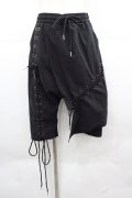 WRouge / 編み上げハーフパンツ  黒 I-25-12-06-110-PU-PA-SA-ZI