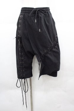 画像1: WRouge / 編み上げハーフパンツ  黒 I-25-12-06-110-PU-PA-SA-ZI