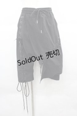 画像1: WRouge / 編み上げハーフパンツ  黒 I-25-12-06-110-PU-PA-SA-ZI